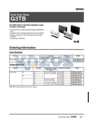 G3TB-IAZR02P-US datasheet - Solid State Relay