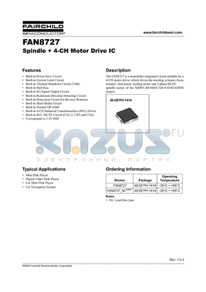 FAN8727_NL datasheet - Spindle  4-CH Motor Drive IC