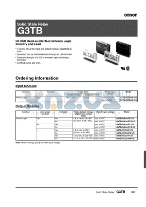 G3TB-IDZR02P-US datasheet - Solid State Relay