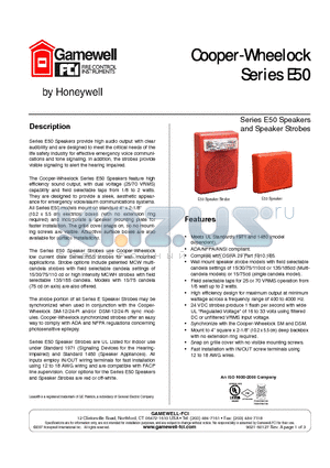 E50-W datasheet - Cooper-Wheelock