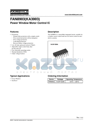 FAN8903 datasheet - Power Window Motor Control IC