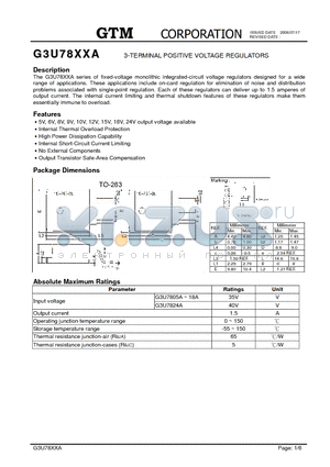 G3U7824A datasheet - 3-TERMINAL POSITIVE VOLTAGE REGULATORS