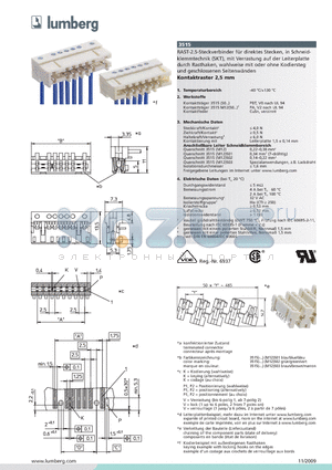 3515 datasheet - RAST-2.5-Steckverbinder, Raster 2,5/5,0 mm