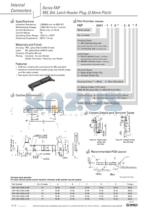 FAP-14-08-4-1-0BF datasheet - MIL Std. Latch Box Header Plug, (2.54mm Pitch)