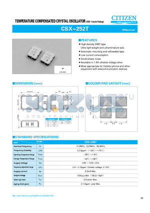 CSX-252T datasheet - TEMPERATURE COMPENSATED CRYSTAL OSCILLATOR