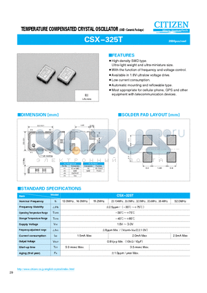 CSX-325T datasheet - TEMPERATURE COMPENSATED CRYSTAL OSCILLATOR