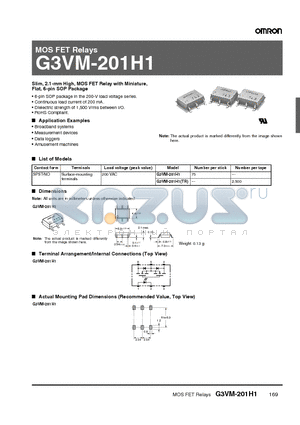 G3VM-201H1 datasheet - MOS FET Relays