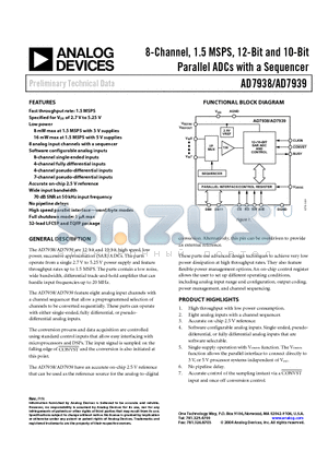 AD7939BSU datasheet - 8-Channel, 1.5 MSPS, 12-Bit and 10-Bit Parallel ADCs with a Sequencer