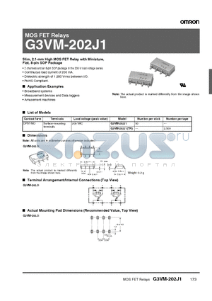 G3VM-202J1 datasheet - MOS FET Relays