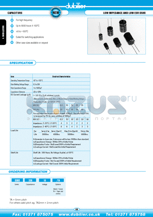 DSHX33010-TA datasheet - CAPACITORS LOW IMPEDANCE AND LOW ESR DSHX