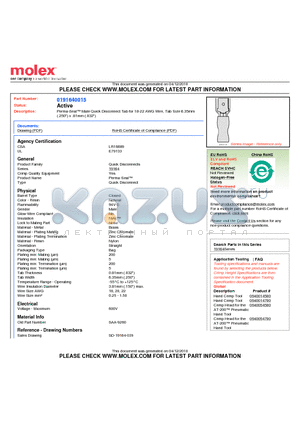 191640015 datasheet - Perma-Seal Male Quick Disconnect Tab for 18-22 AWG Wire, Tab Size 6.35mm(.250