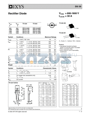 DSI30-08A datasheet - Rectifier Diode