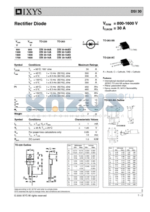 DSI30-12A datasheet - Rectifier Diode