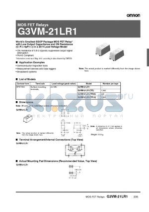 G3VM-21LR1TR05 datasheet - MOS FET Relays