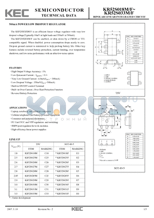 KR52S018M datasheet - BIPOLAR LINEAR INTEGRATED CIRCUIT