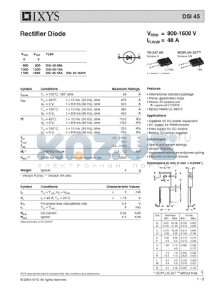 DSI45-16A datasheet - Rectifier Diode