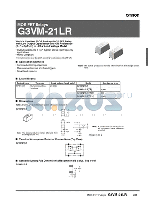 G3VM-21LRTR05 datasheet - MOS FET Relays