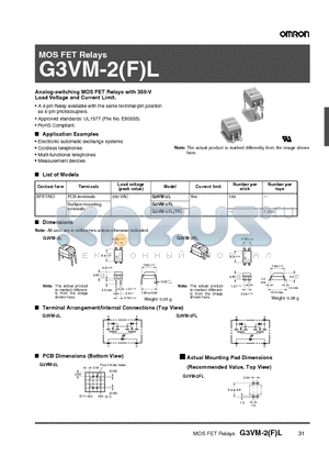 G3VM-2FLTR datasheet - MOS FET Relays