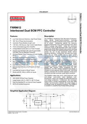 FAN9612M datasheet - Interleaved Dual BCM PFC Controller