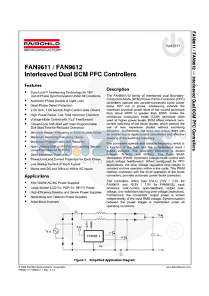 FAN9612 datasheet - Interleaved Dual BCM PFC Controllers