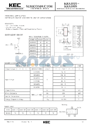 KRA101S datasheet - EPITAXIAL PLANAR PNP TRANSISTOR (SWITCHING, INTERFACE CIRCUIT AND DRIVER CIRCUIT)