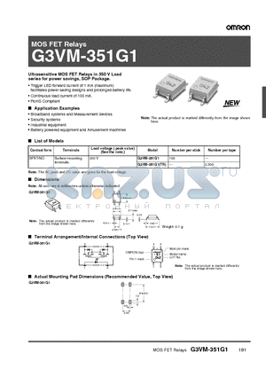 G3VM-351G1TR datasheet - MOS FET Relays