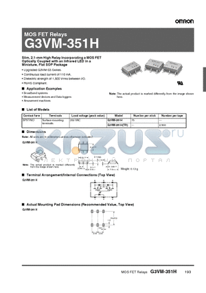 G3VM-351H datasheet - MOS FET Relays