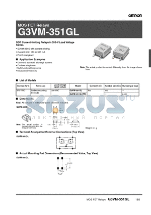 G3VM-351GLTR datasheet - MOS FET Relays