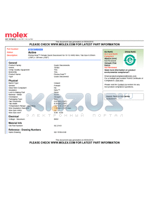 191640059 datasheet - Perma-Seal Female Quick Disconnect for 10-12 AWG Wire, Tab Size 6.35mm(.250