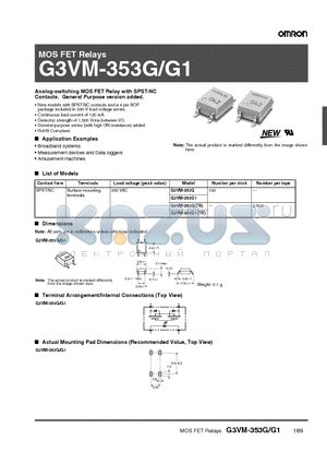 G3VM-353G1TR datasheet - MOS FET Relays