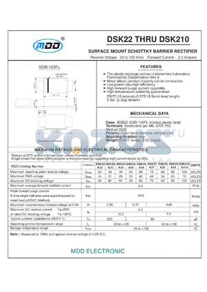 DSK25 datasheet - SURFACE MOUNT SCHOTTKY BARRIER RECTIFIER