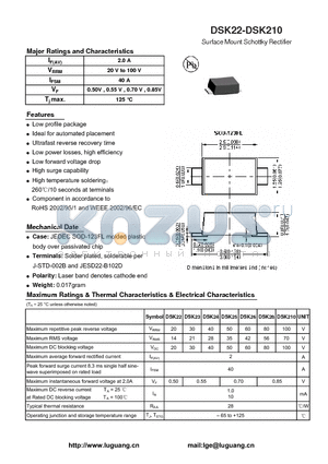 DSK26 datasheet - Surface Mount Schottky Rectifier