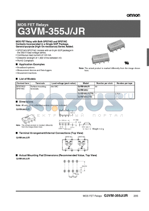 G3VM-355JR datasheet - MOS FET Relays