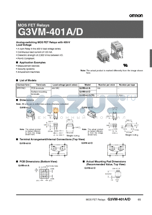 G3VM-401A datasheet - MOS FET Relays