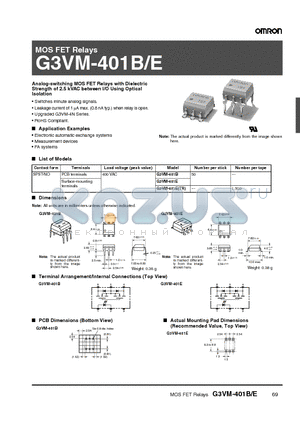 G3VM-401B datasheet - MOS FET Relays