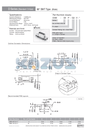 DSM-09P-G2-V-PC99 datasheet - 90` SMT Type