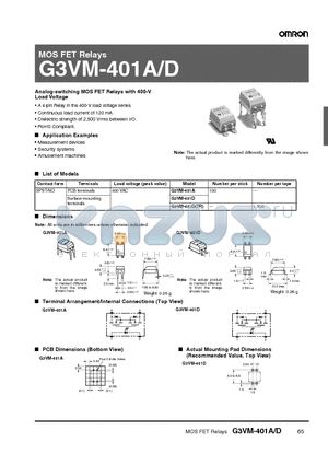G3VM-401D datasheet - MOS FET Relays