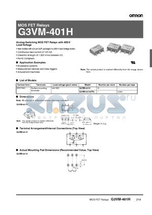 G3VM-401H datasheet - MOS FET Relays