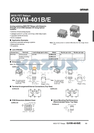 G3VM-401ETR datasheet - MOS FET Relays