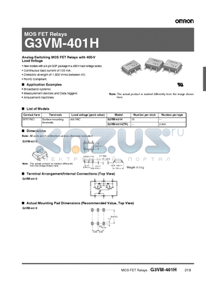 G3VM-401HTR datasheet - MOS FET Relays