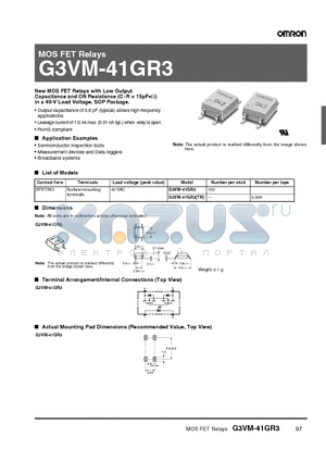 G3VM-41GR3TR datasheet - MOS FET Relays