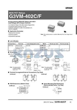 G3VM-402FTR datasheet - MOS FET Relays