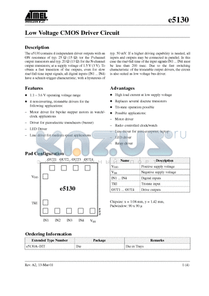 E5130A datasheet - Low Voltage CMOS Driver Circuit