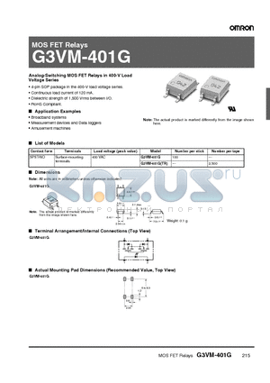 G3VM-401GTR datasheet - MOS FET Relays