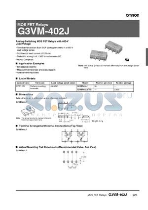 G3VM-402J datasheet - MOS FET Relays