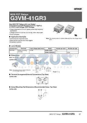 G3VM-41GR3 datasheet - MOS FET Relays