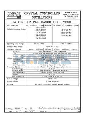 GV13-520 datasheet - CRYSTAL CONTROLLED OSCILLATORS