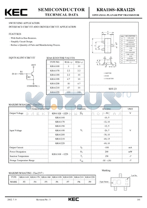 KRA120S datasheet - EPITAXIAL PLANAR PNP TRANSISTOR