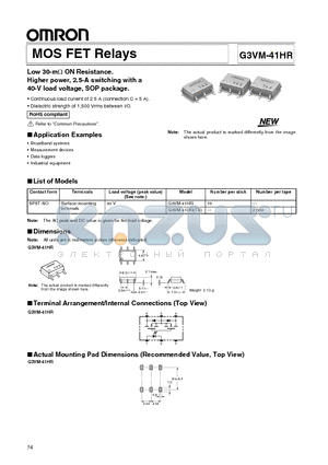 G3VM-41HR datasheet - MOS FET Relays