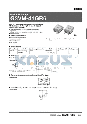 G3VM-41GR6TR datasheet - MOS FET Relays